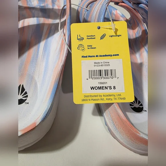 SEE DETAILS - NWT O'rageous Women's Size 8 2 Buckle Blue and Pink Swirl Sandals - Picture 3 of 10